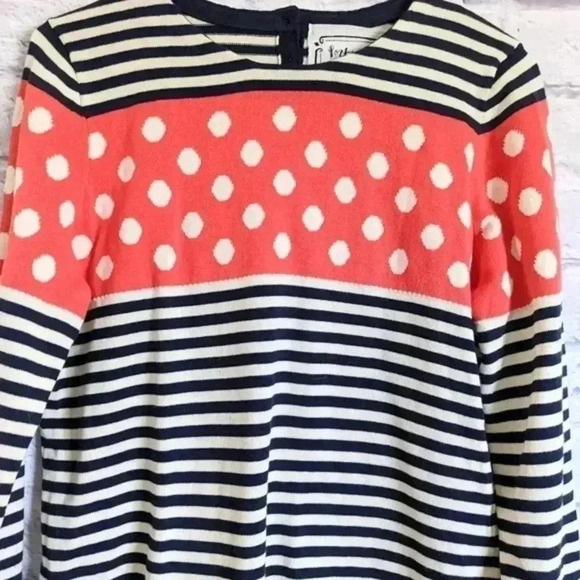 Portrait of a Flower Polka Dot Striped Orange Blue sweater medium - Picture 2 of 8